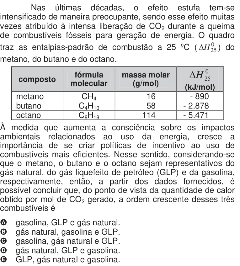 Questão 43 no caderno Azul do ENEM 2009