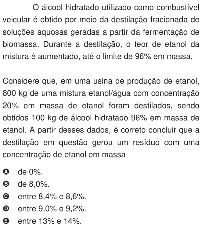 Questão 44 no caderno Azul do ENEM 2009