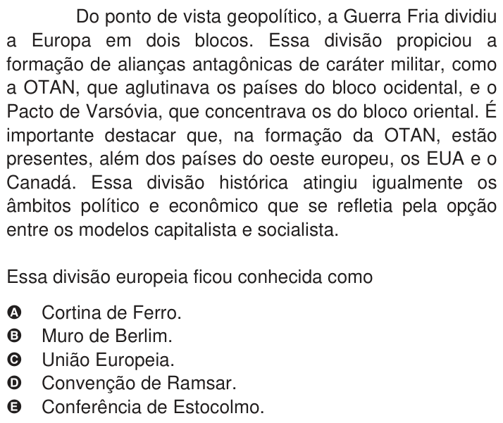 Questão 52 no caderno Azul do ENEM 2009