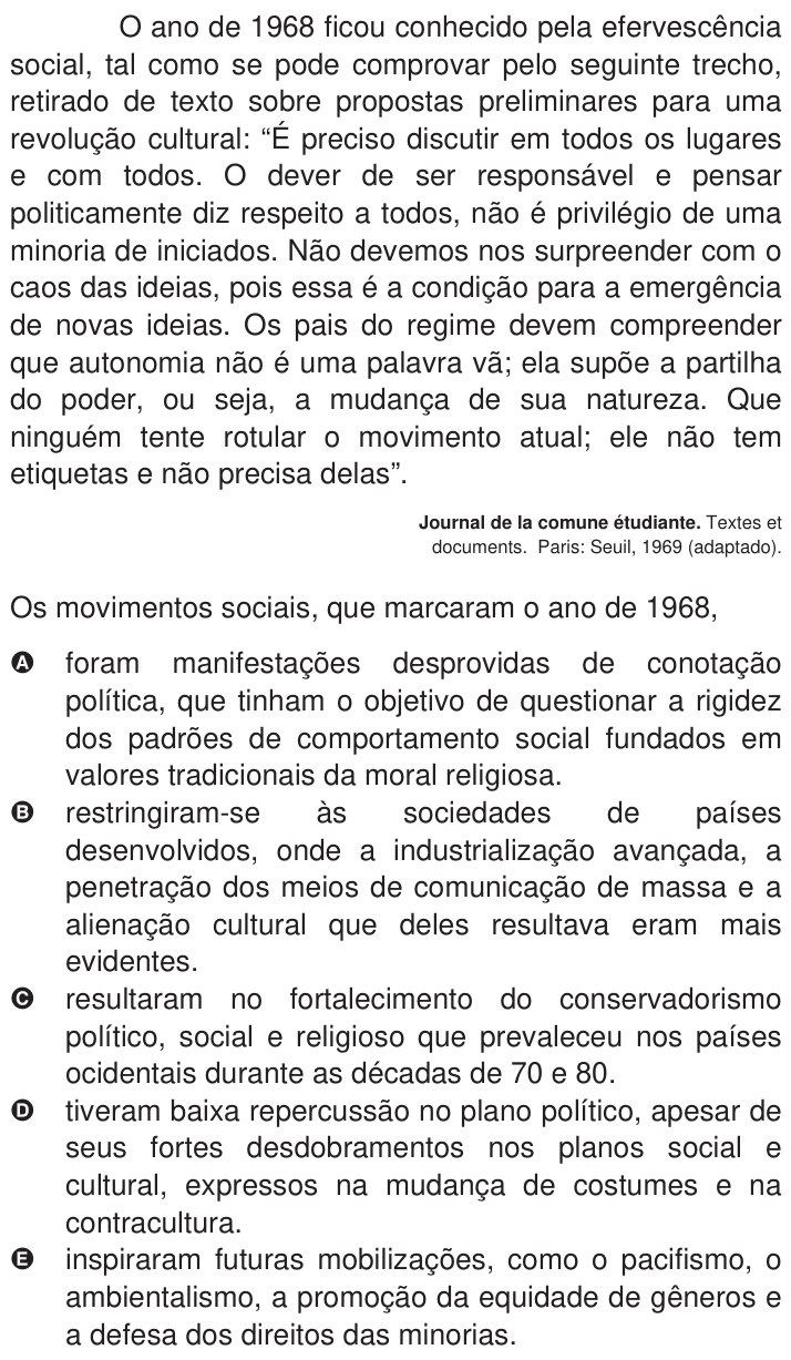 Questão 53 no caderno Azul do ENEM 2009