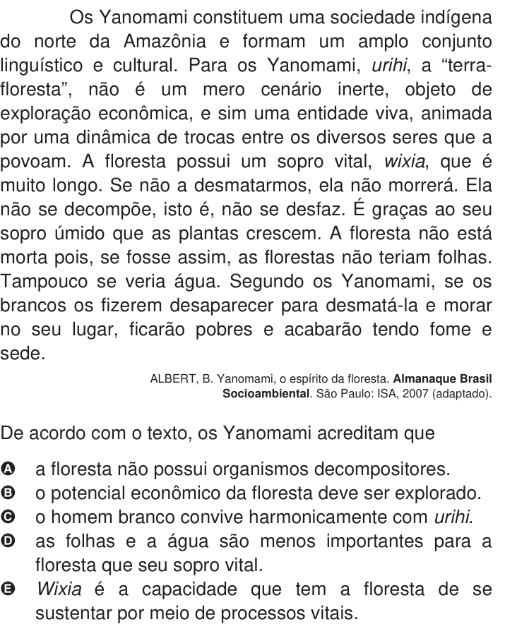 Questão 54 no caderno Azul do ENEM 2009