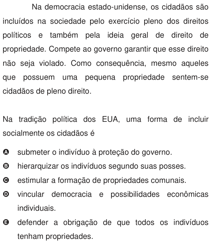 Questão 56 no caderno Azul do ENEM 2009