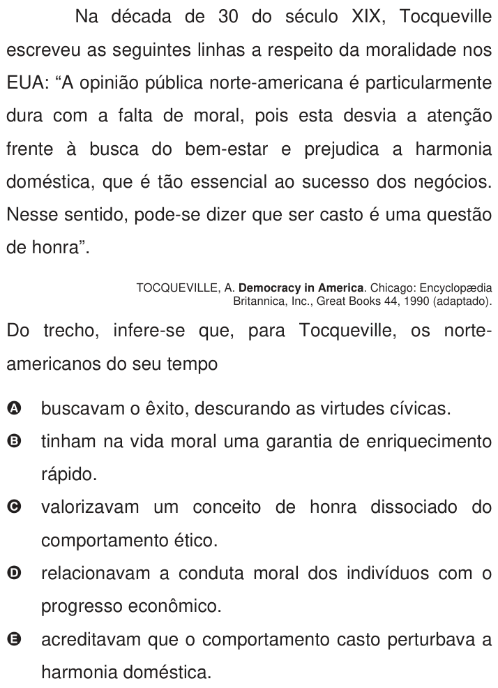 Questão 57 no caderno Azul do ENEM 2009