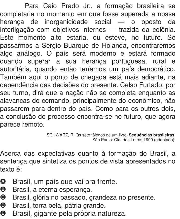 Questão 59 no caderno Azul do ENEM 2009