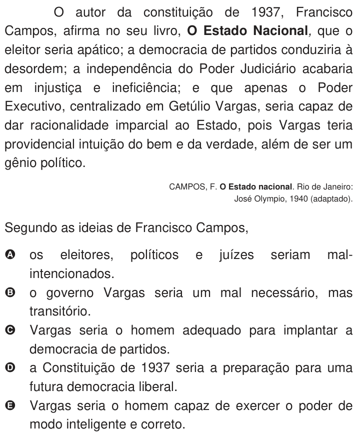 Questão 61 no caderno Azul do ENEM 2009