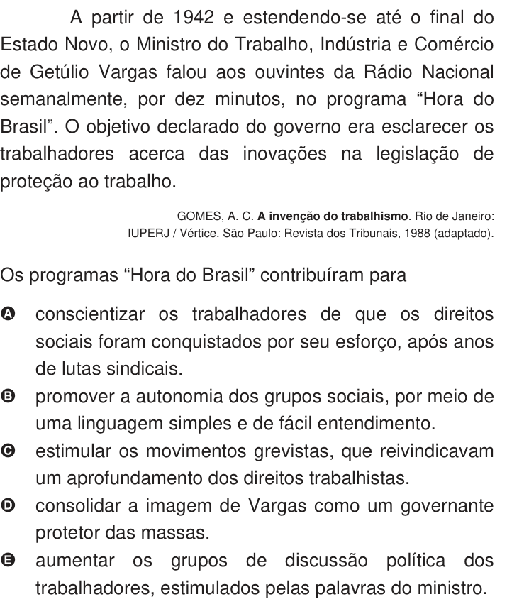 Questão 62 no caderno Azul do ENEM 2009