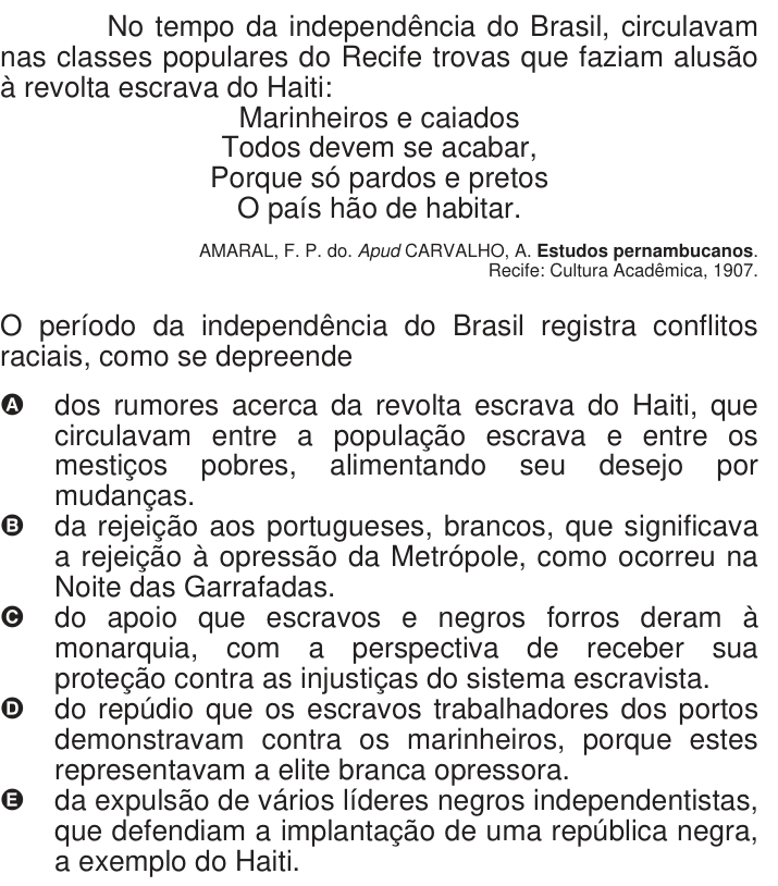 Questão 65 no caderno Azul do ENEM 2009