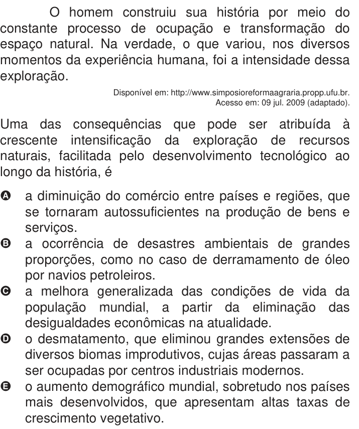 Questão 80 no caderno Azul do ENEM 2009