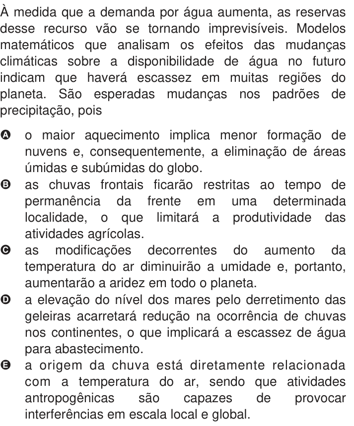 Questão 88 no caderno Azul do ENEM 2009