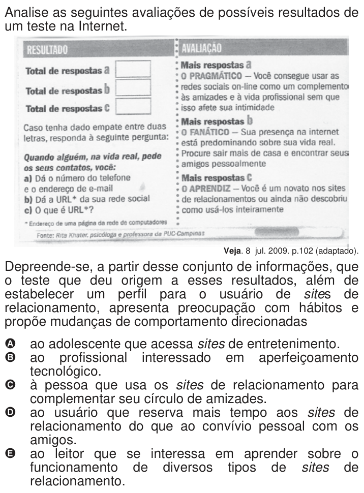 Questão 93 no caderno Azul do ENEM 2009