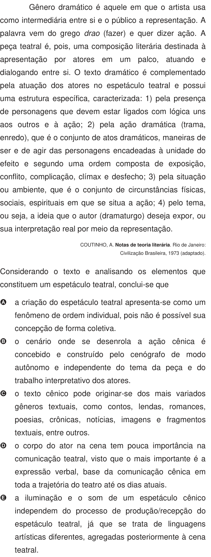Questão 102 no caderno Azul do ENEM 2009