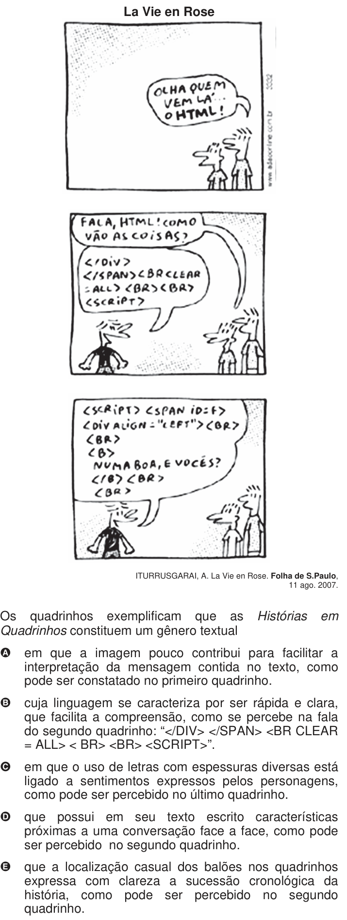 Questão 105 no caderno Azul do ENEM 2009