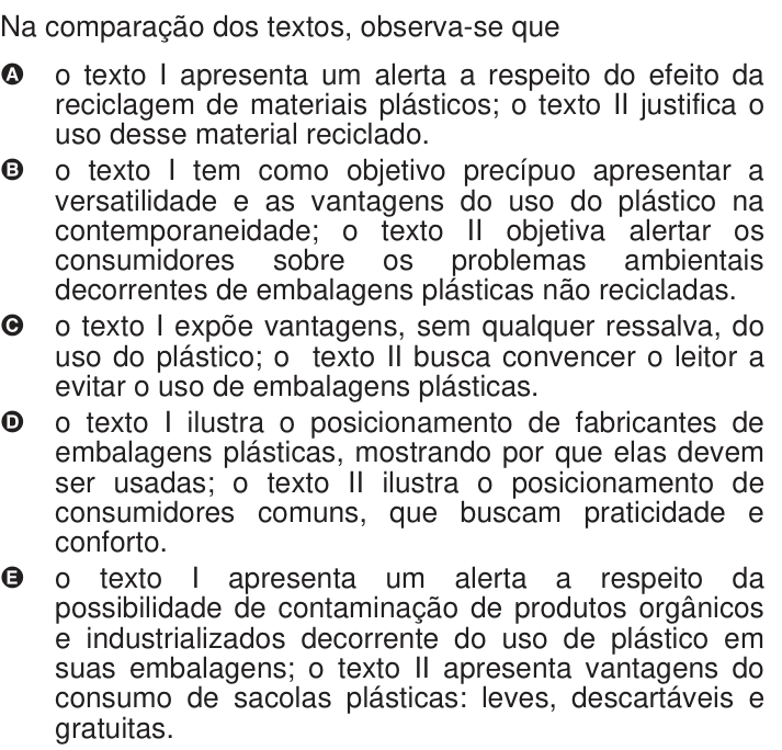 Questão 108 no caderno Azul do ENEM 2009