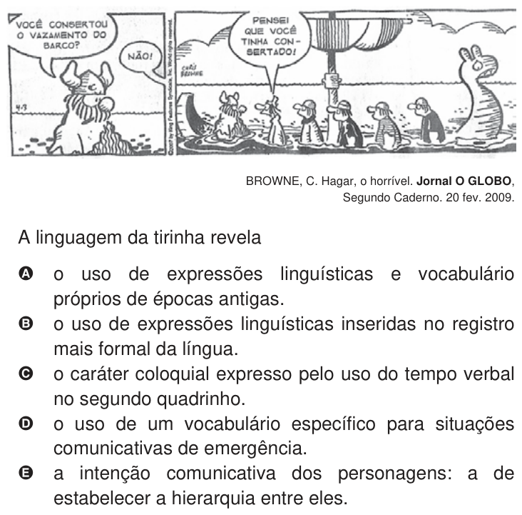 Questão 109 no caderno Azul do ENEM 2009