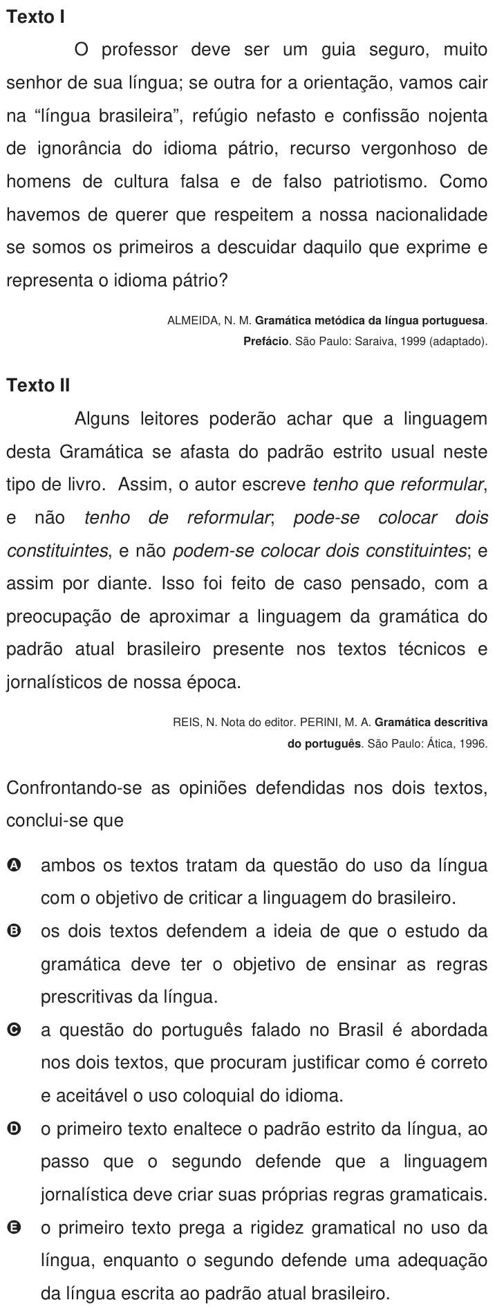 Questão 119 no caderno Azul do ENEM 2009