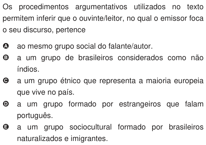 Questão 121 no caderno Azul do ENEM 2009