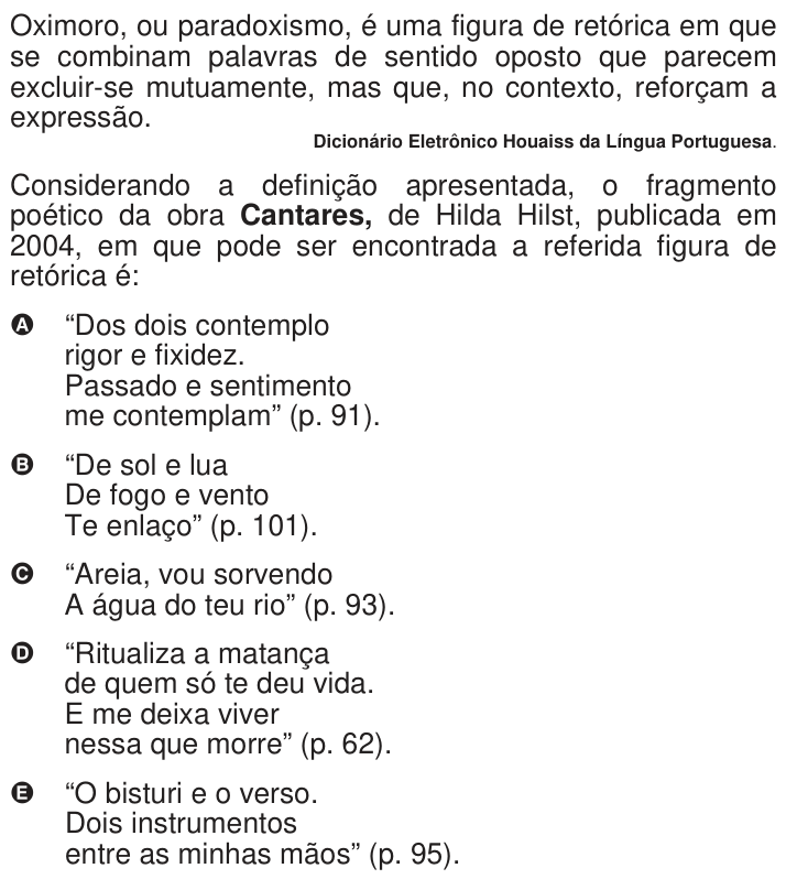 Questão 124 no caderno Azul do ENEM 2009