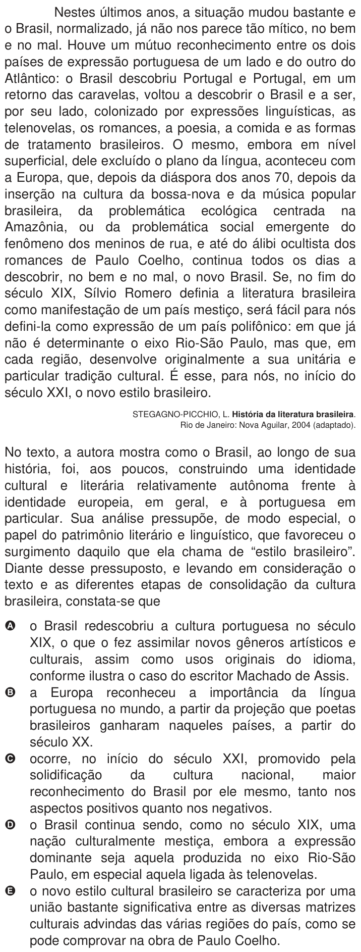 Questão 130 no caderno Azul do ENEM 2009