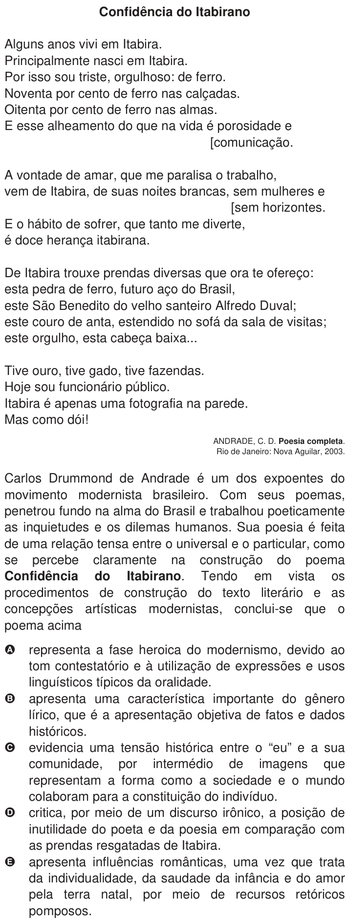 Questão 135 no caderno Azul do ENEM 2009