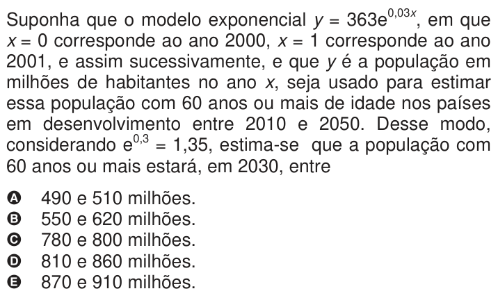 Questão 138 no caderno Azul do ENEM 2009