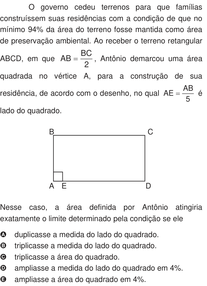 Questão 140 no caderno Azul do ENEM 2009