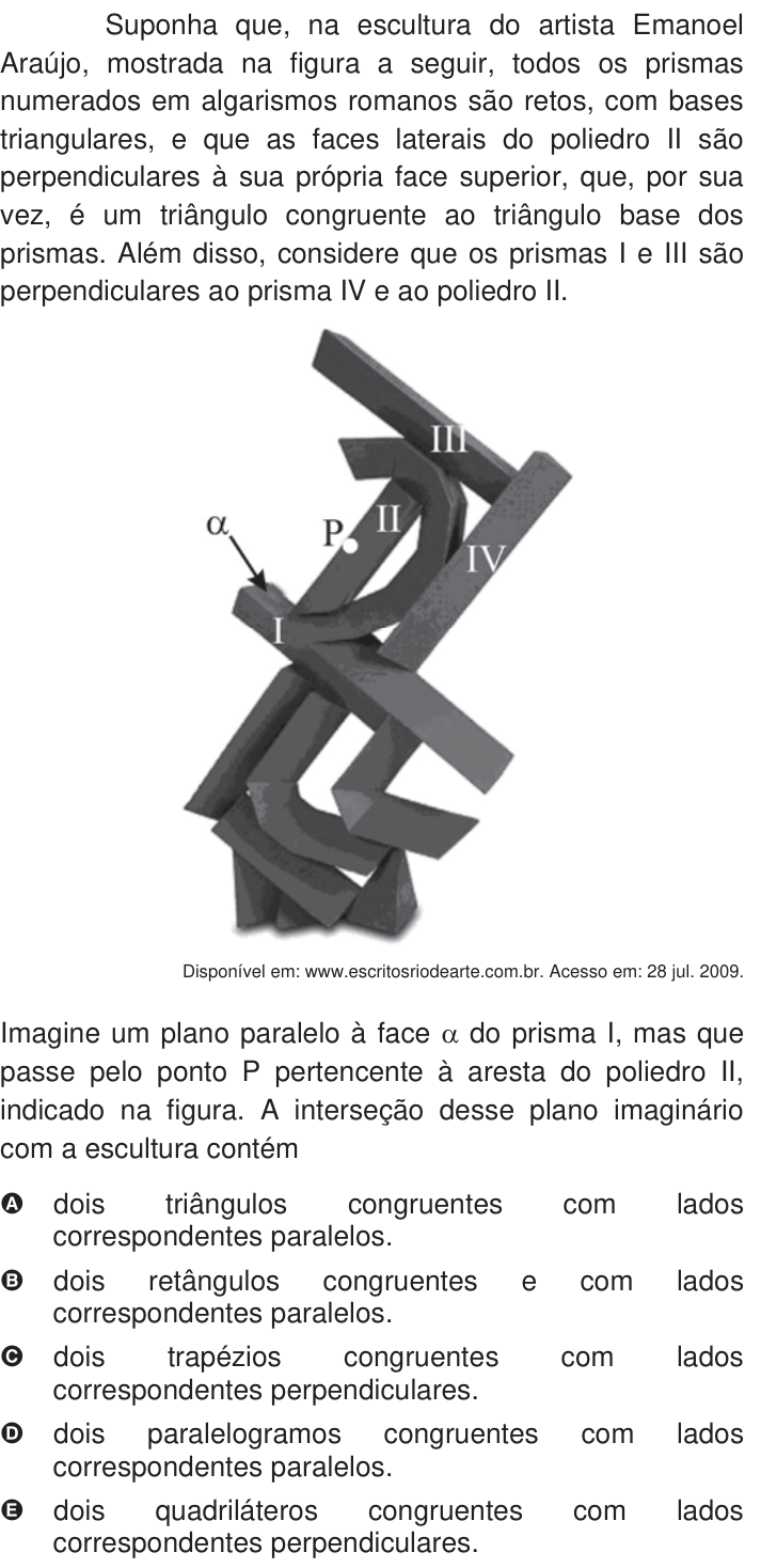 Questão 153 no caderno Azul do ENEM 2009