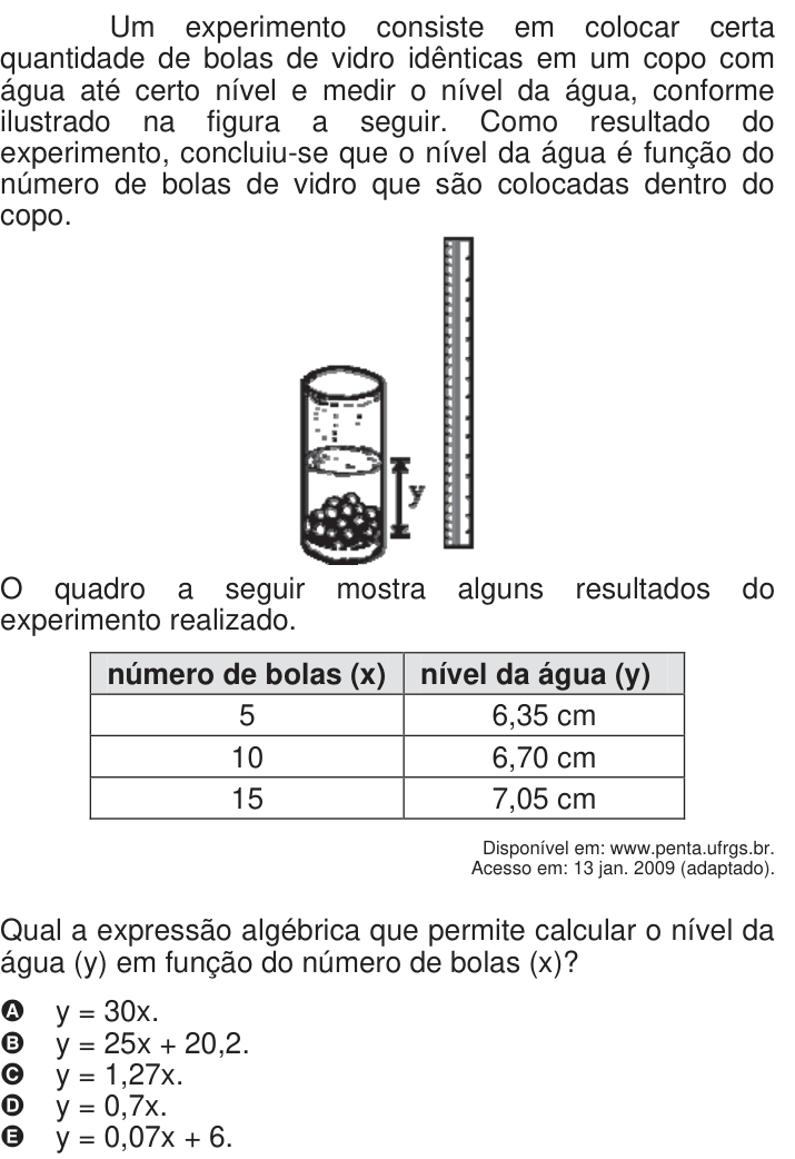 Questão 159 no caderno Azul do ENEM 2009