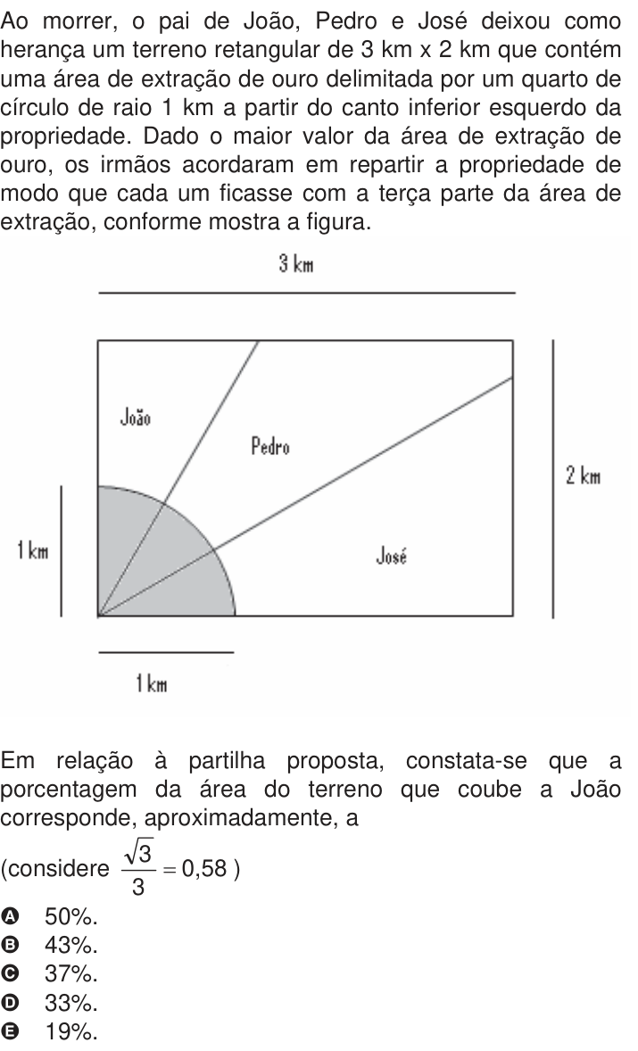 Questão 164 no caderno Azul do ENEM 2009