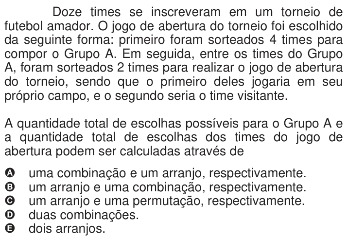 Questão 165 no caderno Azul do ENEM 2009