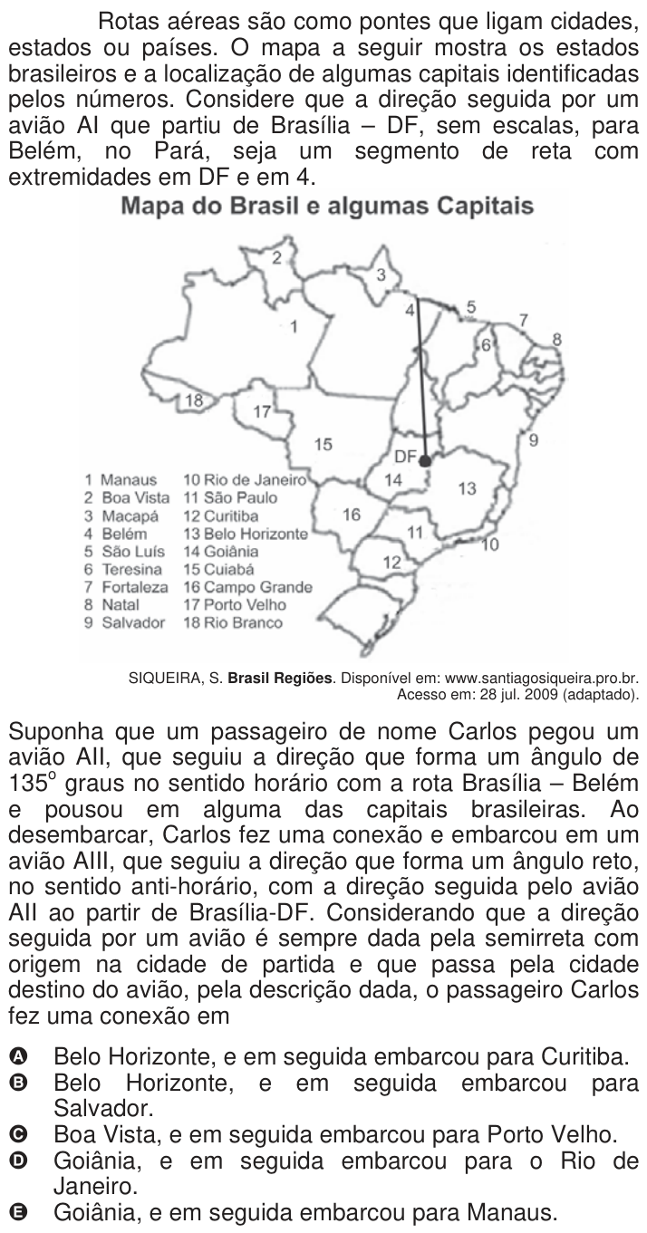 Questão 166 no caderno Azul do ENEM 2009