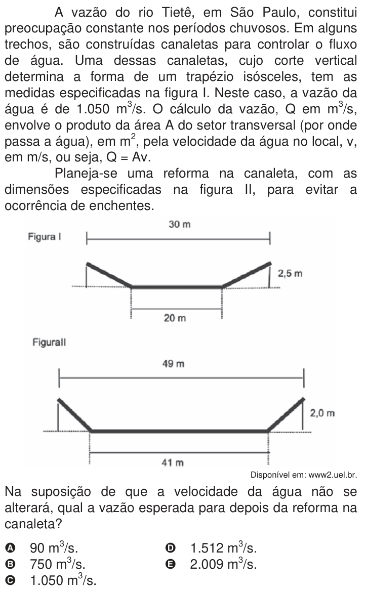 Questão 169 no caderno Azul do ENEM 2009