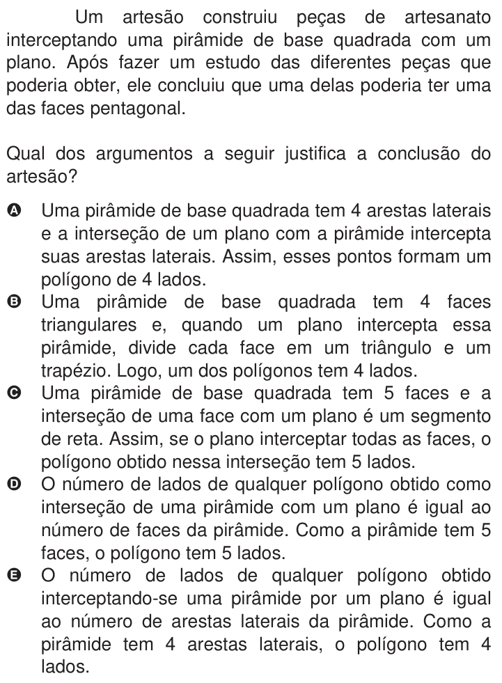 Questão 177 no caderno Azul do ENEM 2009