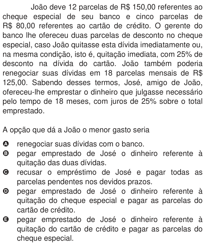 Questão 178 no caderno Azul do ENEM 2009