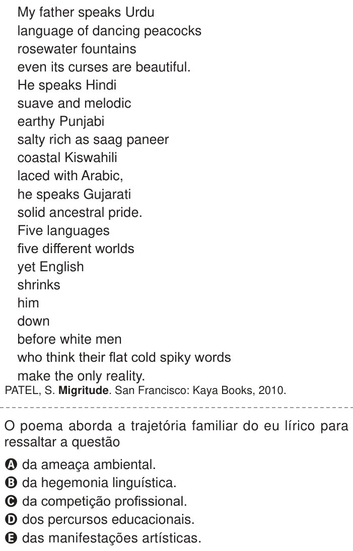 Questão 5 no caderno Azul do ENEM PPL 2024