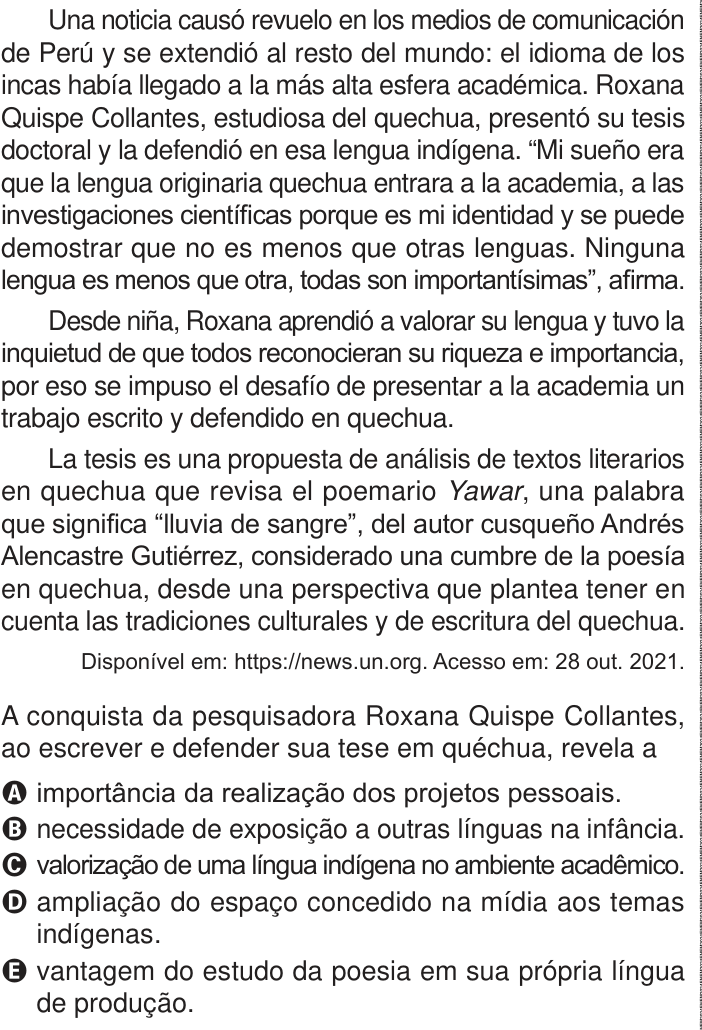 Questão 5 no caderno Azul do ENEM PPL 2024