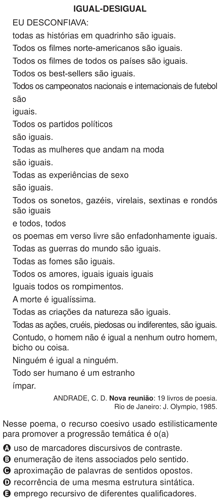 Questão 6 no caderno Azul do ENEM PPL 2024