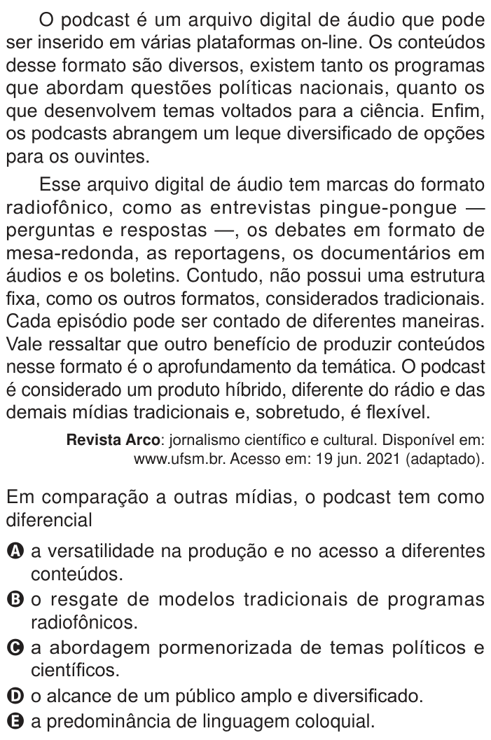 Questão 9 no caderno Azul do ENEM PPL 2024