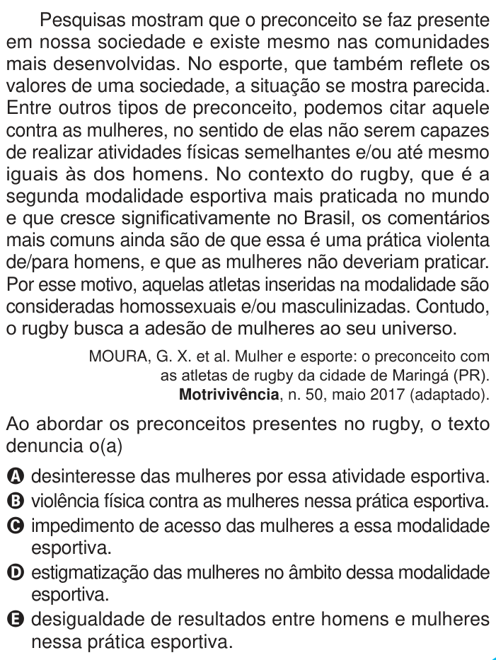 Questão 19 no caderno Azul do ENEM PPL 2024