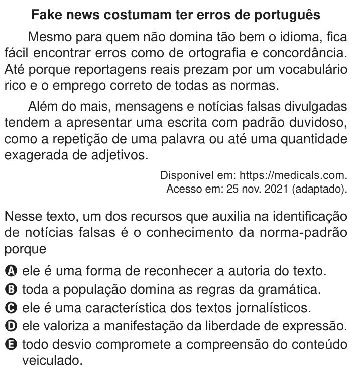 Questão 22 no caderno Azul do ENEM PPL 2024
