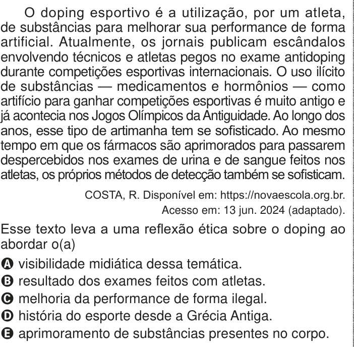 Questão 23 no caderno Azul do ENEM PPL 2024