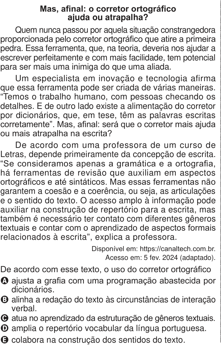 Questão 24 no caderno Azul do ENEM PPL 2024