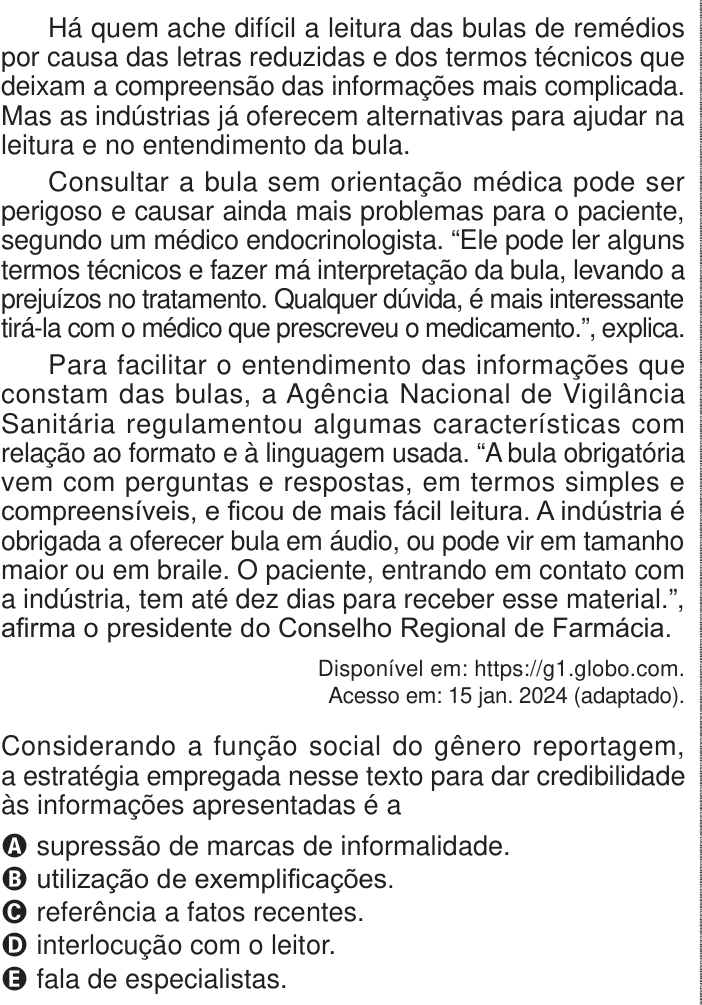 Questão 36 no caderno Azul do ENEM PPL 2024