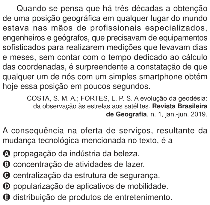Questão 52 no caderno Azul do ENEM PPL 2024