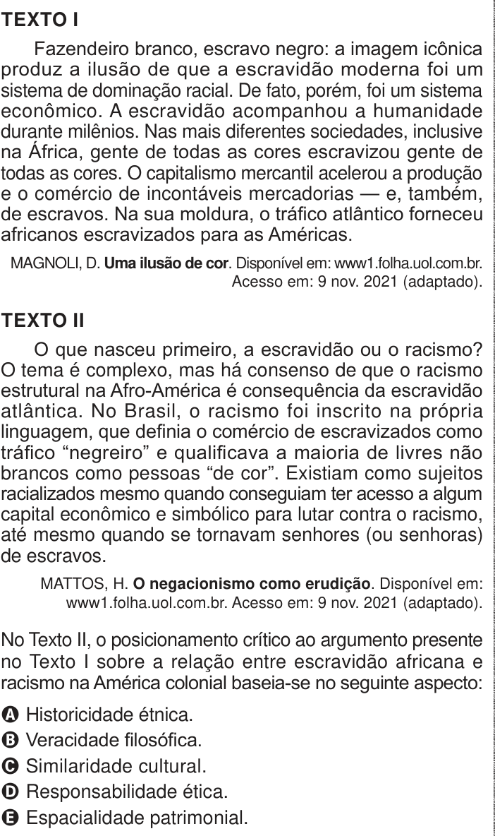 Questão 54 no caderno Azul do ENEM PPL 2024