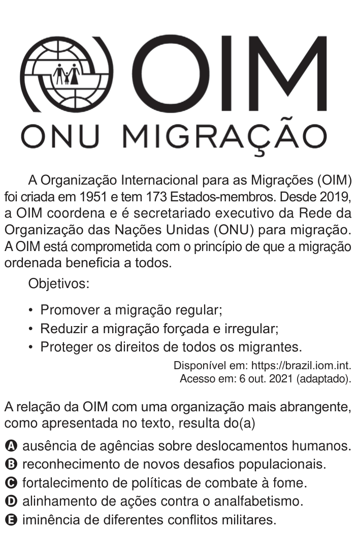 Questão 56 no caderno Azul do ENEM PPL 2024