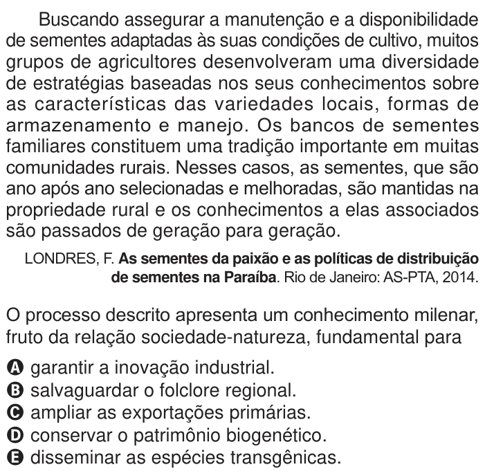 Questão 61 no caderno Azul do ENEM PPL 2024