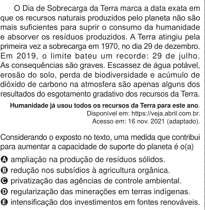 Questão 62 no caderno Azul do ENEM PPL 2024