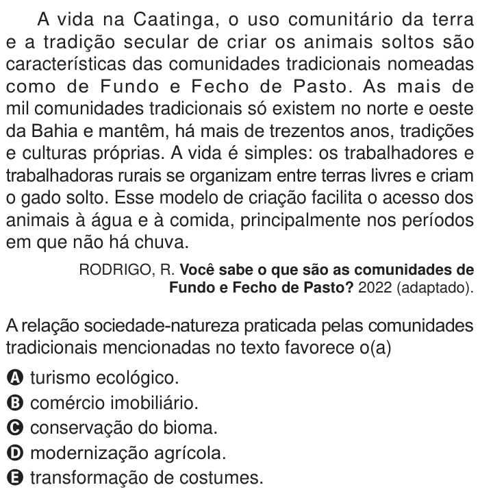 Questão 69 no caderno Azul do ENEM PPL 2024