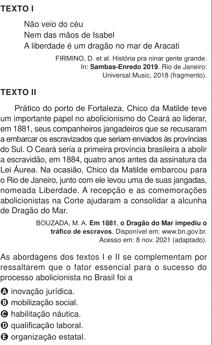 Questão 71 no caderno Azul do ENEM PPL 2024