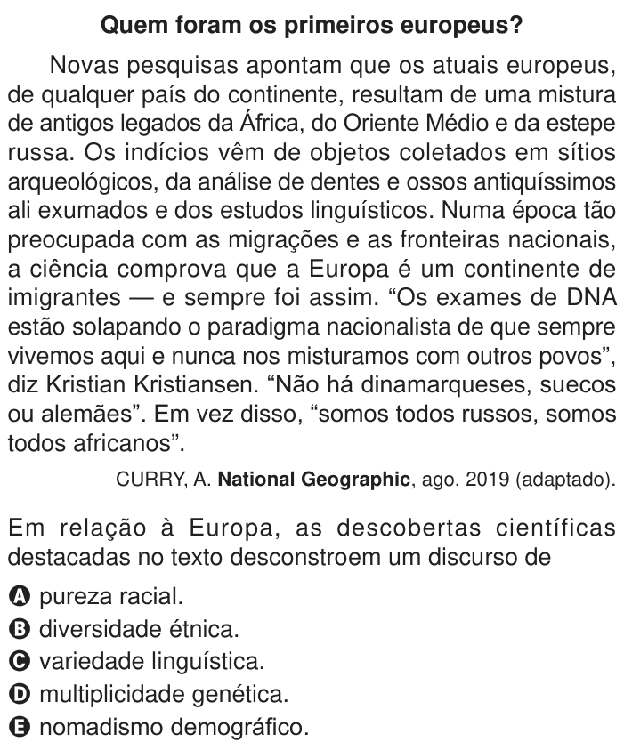 Questão 73 no caderno Azul do ENEM PPL 2024